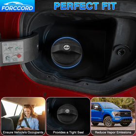 Forccord fuel cap ABS texture close-up highlighting durability and heat resistance