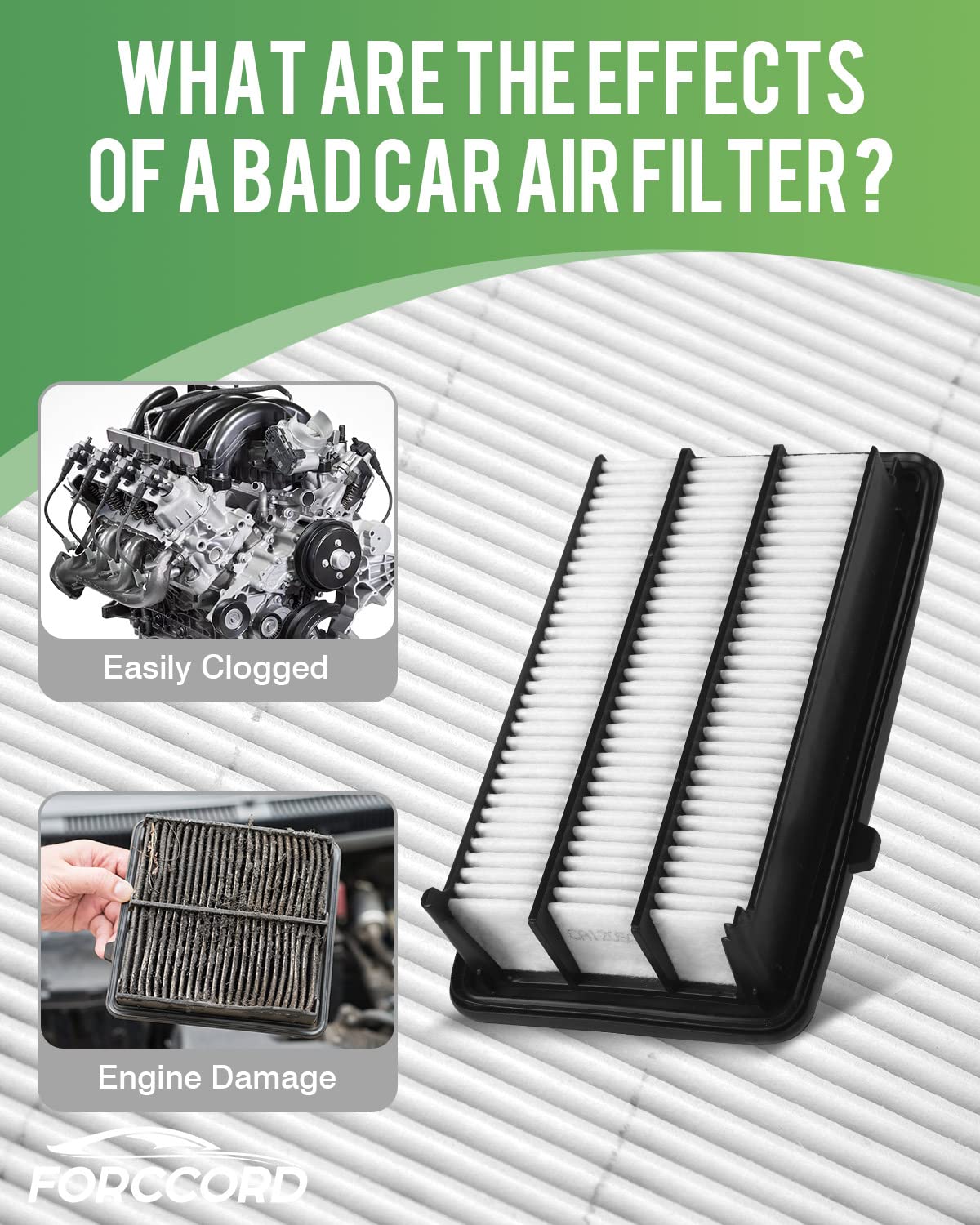 Forccord air filter installed in Honda CR-V engine bay restoring clean airflow