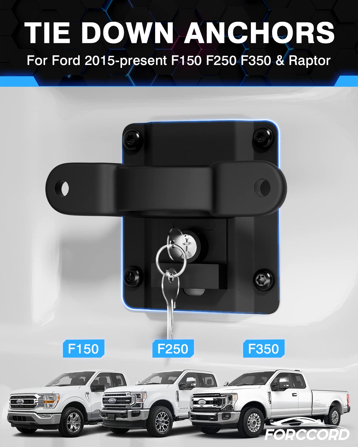 Forccord anchors installed in Ford truck bed providing secure cargo points