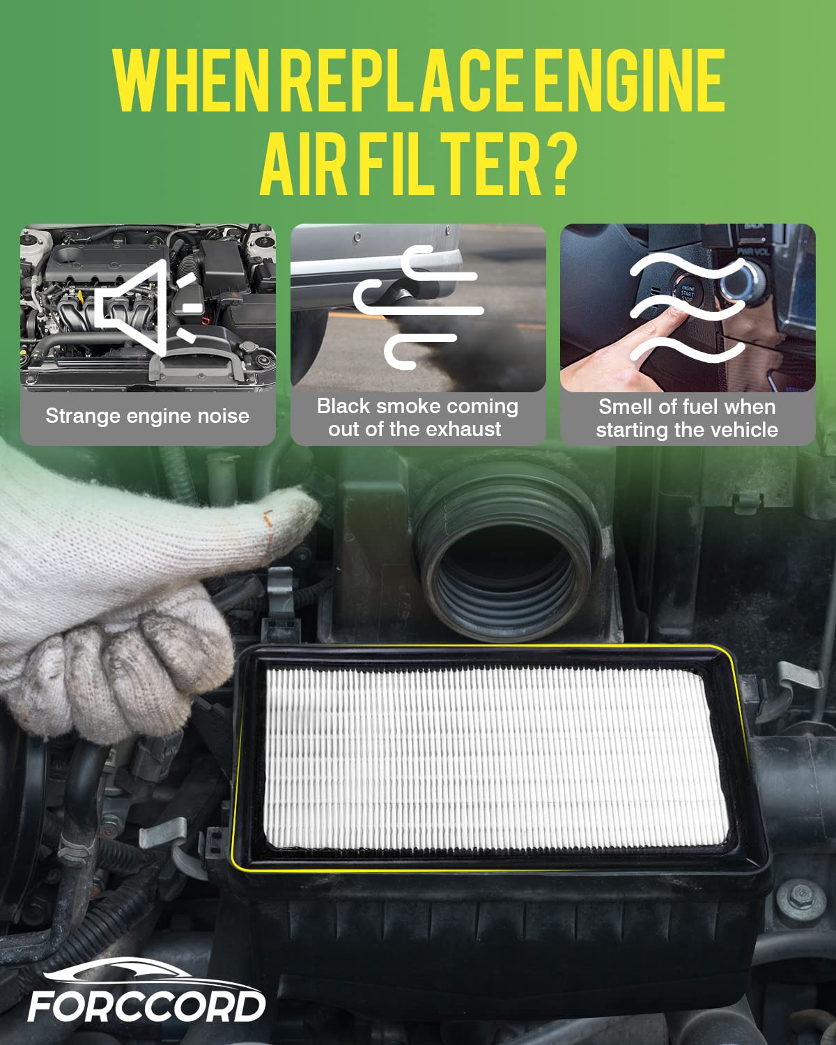 Forccord filters beside a parked Honda CR-V signaling easy DIY maintenance