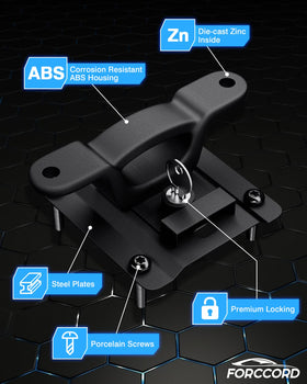 Forccord anchors securing a motorcycle in truck bed for safer transport