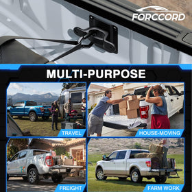 Forccord anchors in truck bed hauling gear safely for work or weekend trips