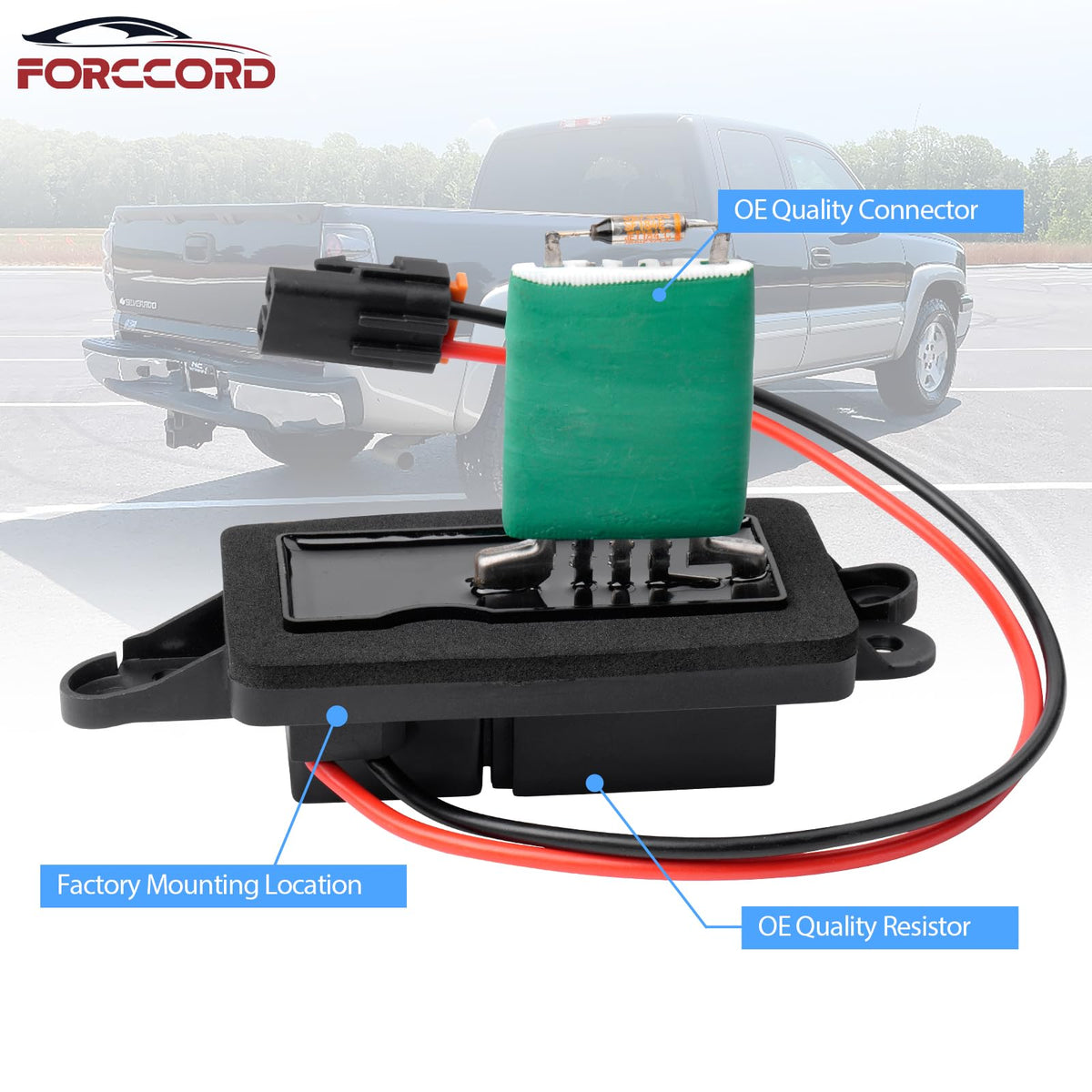Forccord resistor element close-up showing durable heat-resistant parts