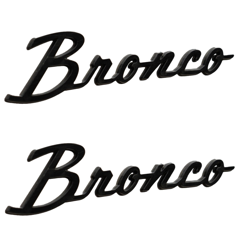 Ford bronco gloss black fender badge front view showing bold logo and clean lines benefit: polished look