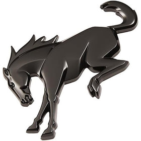 Ford gloss black Bronco emblem front view showing clean factory finish