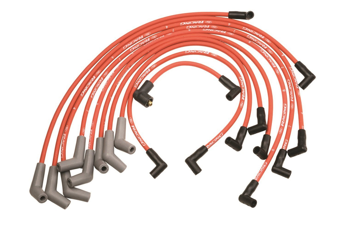 Ford ignition wire front view showing red silicone boot for reliable spark