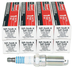 Ford Motorcraft SP548 front packaging showing set of eight plugs and OEM label for confident fitment
