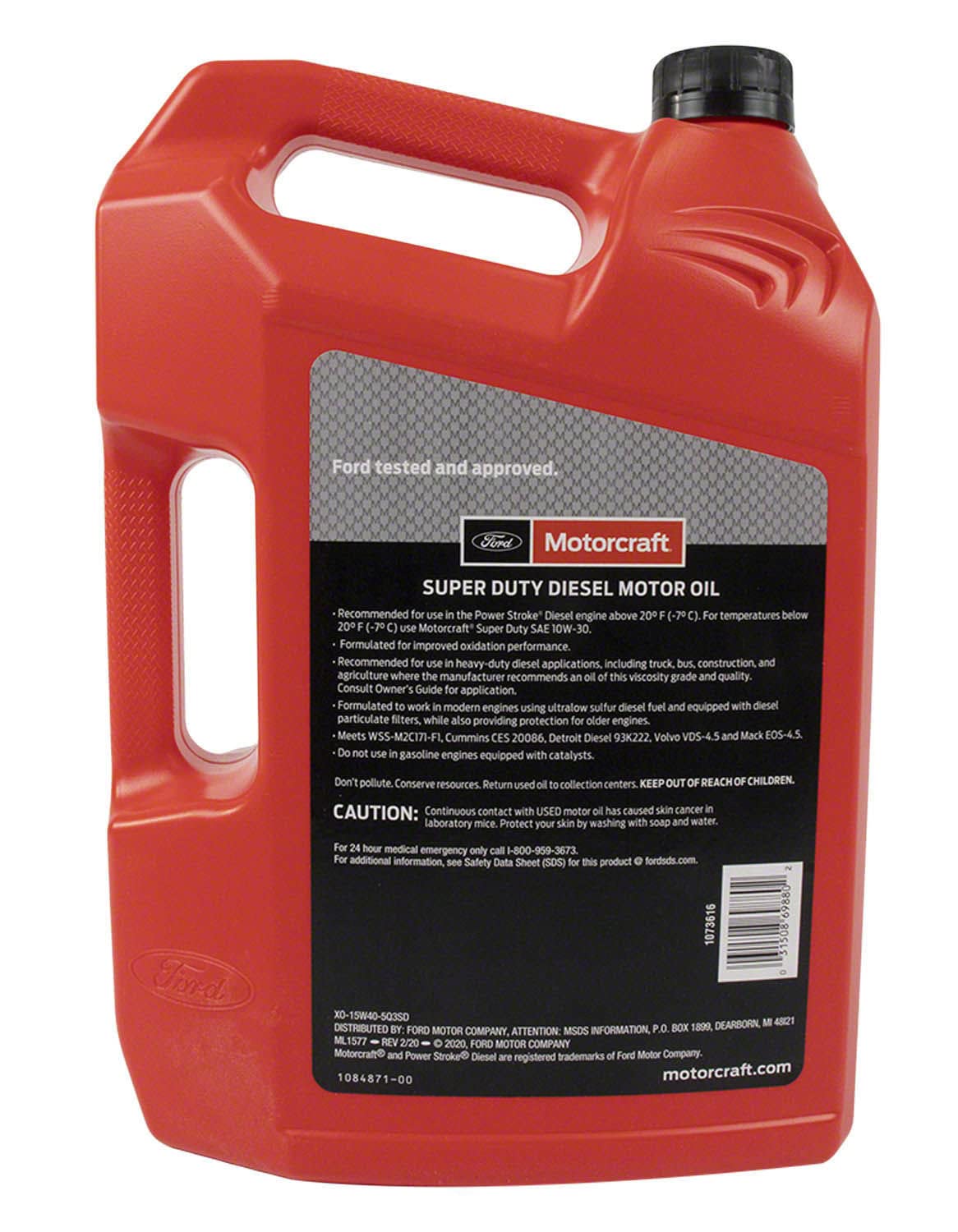 Pouring Ford Motorcraft oil into engine bay showing clean pour and accurate dosing