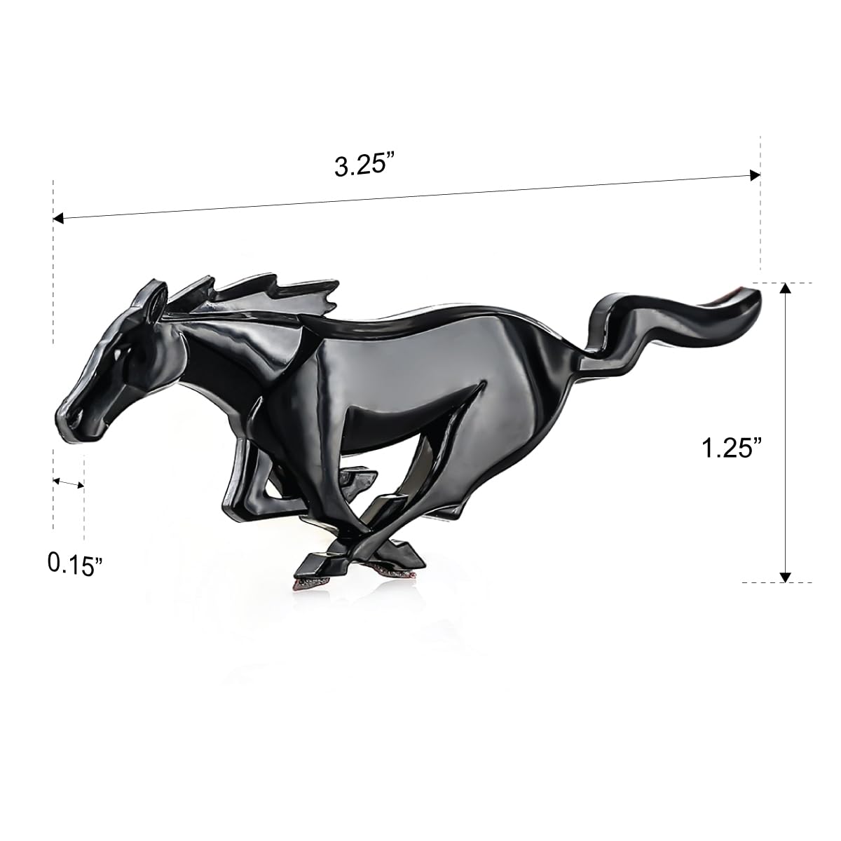 Ford Pony emblem side profile highlighting low-profile design and durability
