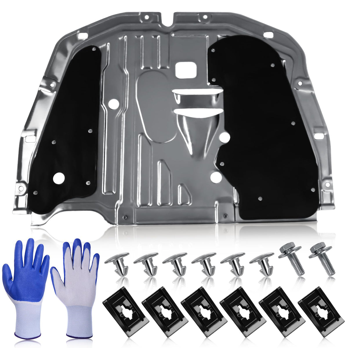 FOREBEN front view underbody shield showing accurate OEM fit and sturdy protection