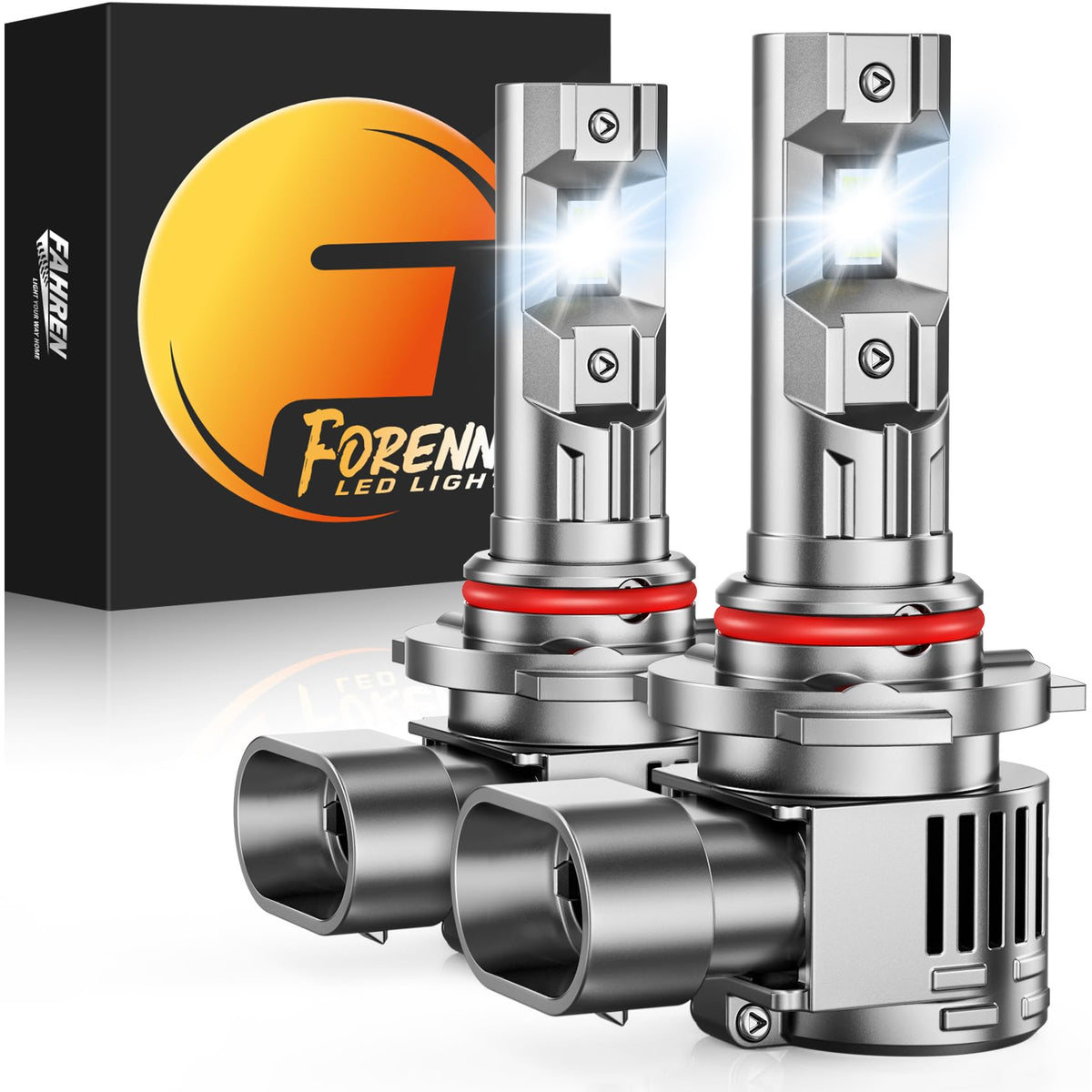 FORENNER 9012 front view showing twin bulbs and clean fit, improving visibility