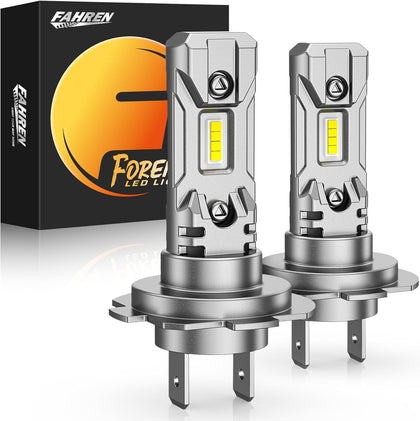 FORENNER front view of two H7 bulbs showing compact plug-and-play benefit