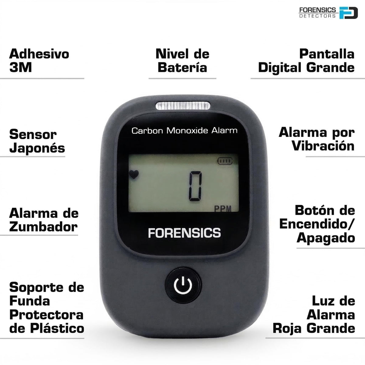 FORENSICS DETECTORS FD LED and buzzer detail showing bright lights and loud alert for clear warnings
