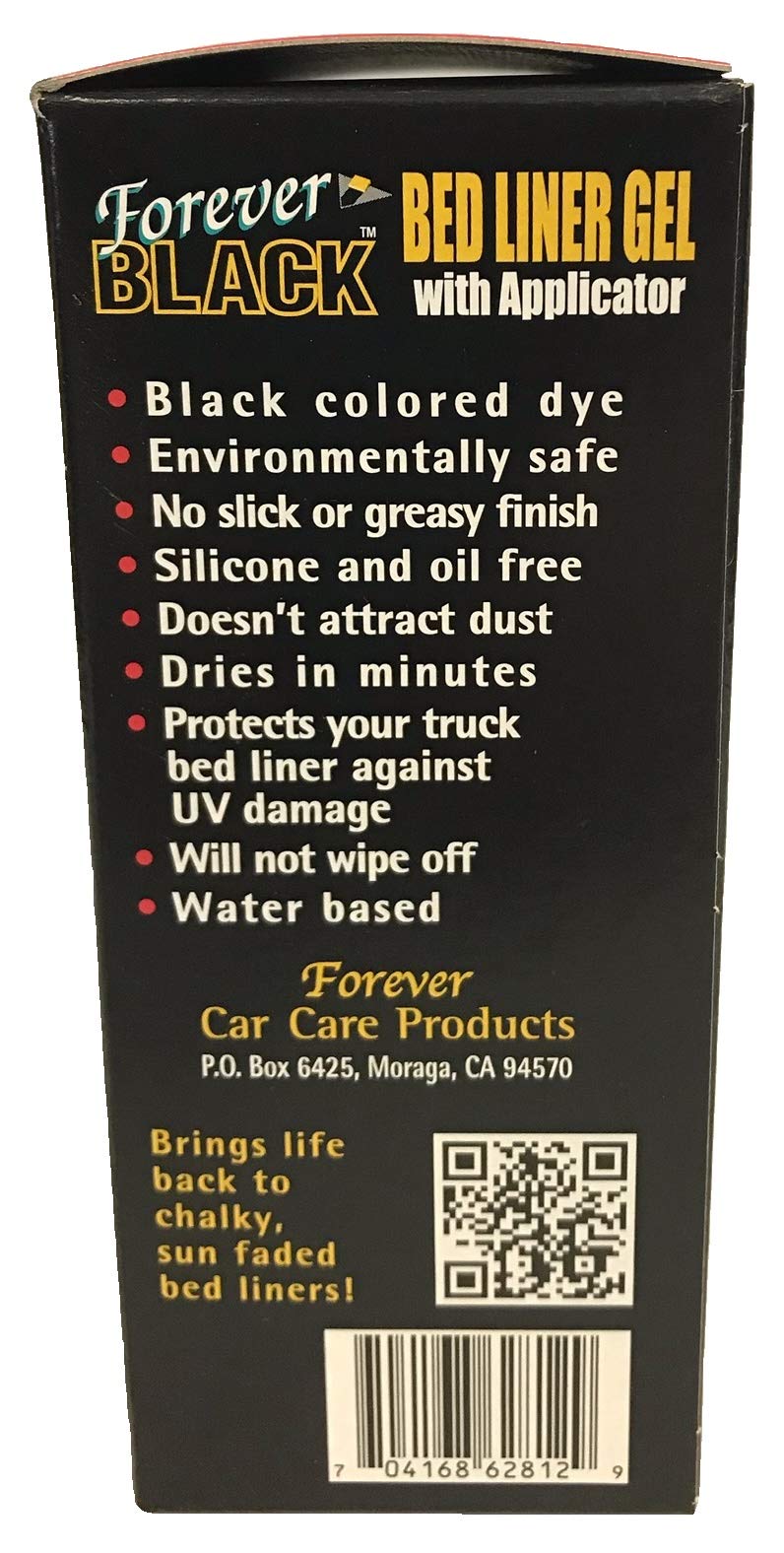 Forever Car Care Products in-use on a pickup truck bed showing restored black finish and UV protection benefit
