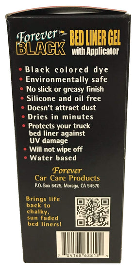 Forever Car Care Products in-use on a pickup truck bed showing restored black finish and UV protection benefit