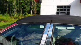 Forever Car Care Products Forever Black applied to convertible top showing restored deep black