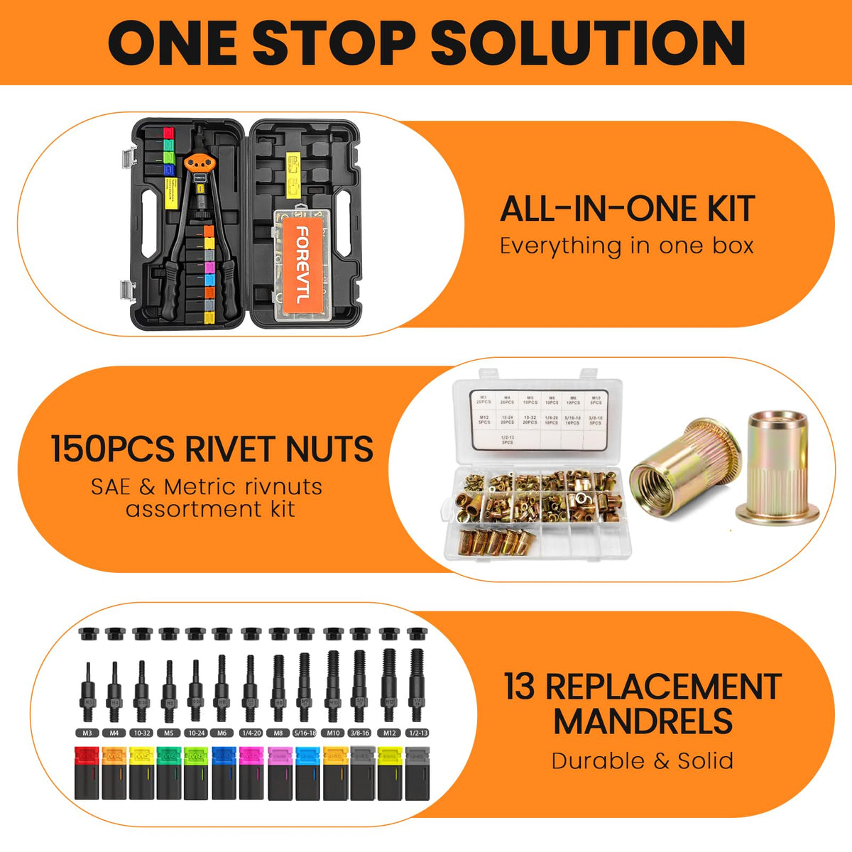 FOREVTL open blow-molded case with mandrels and 150 rivnuts for easy transport