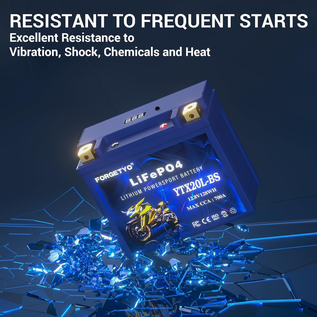 Installed Forgetyo battery in an ATV delivering reliable starting performance