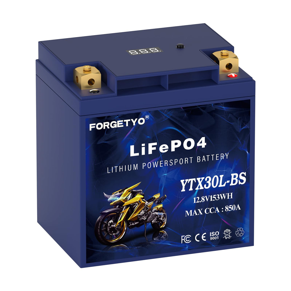Forgetyo battery front packaging showing compact lightweight design benefit
