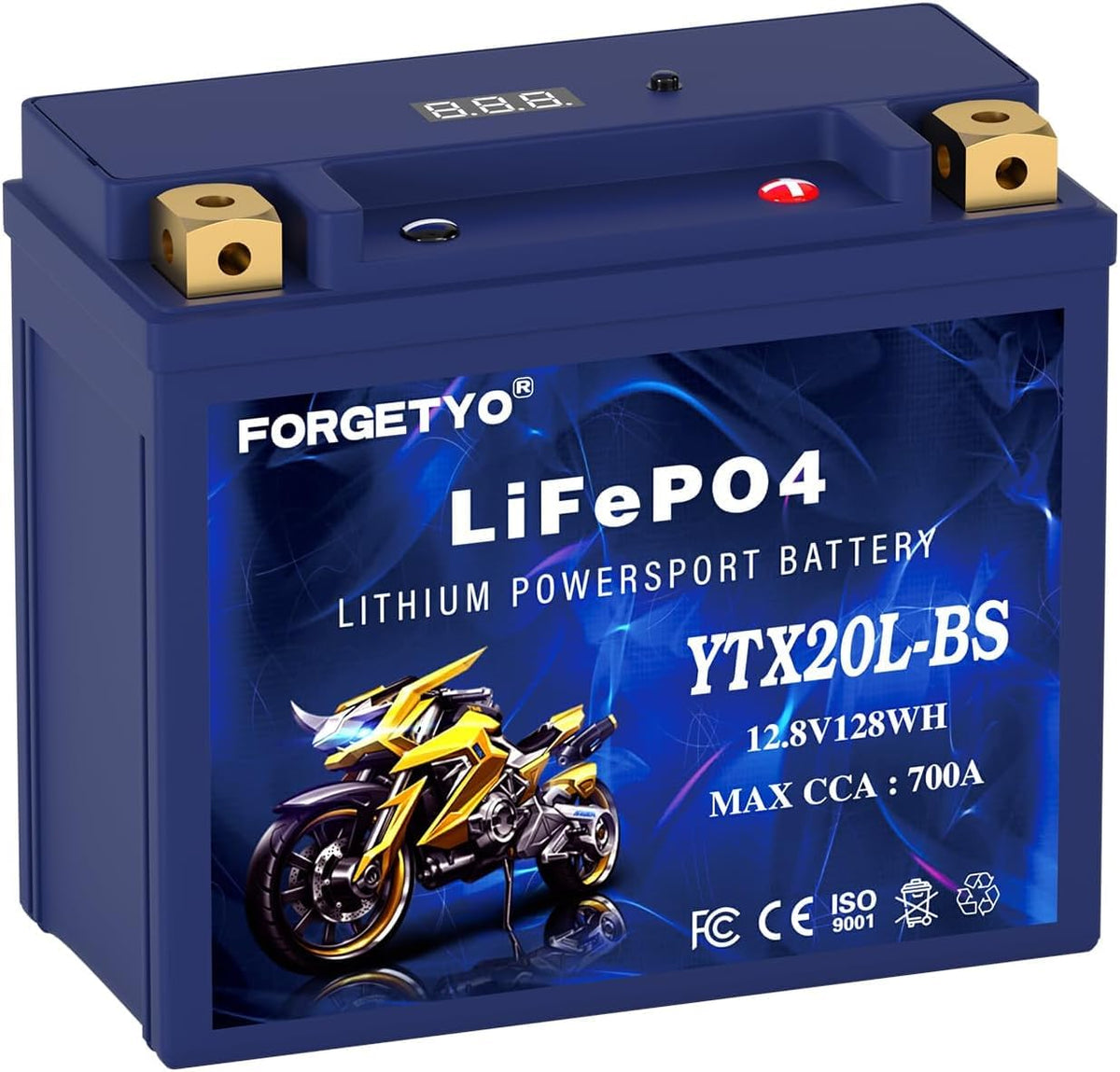 Forgetyo YTX20L-BS front view showing compact design and benefit of space saving