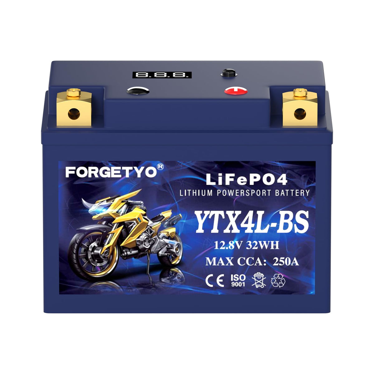 Close-up of Forgetyo product label showing model and safe charging instructions benefit