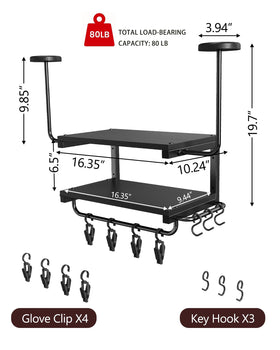 Forjarn hanging rods with gloves and keys showing quick access