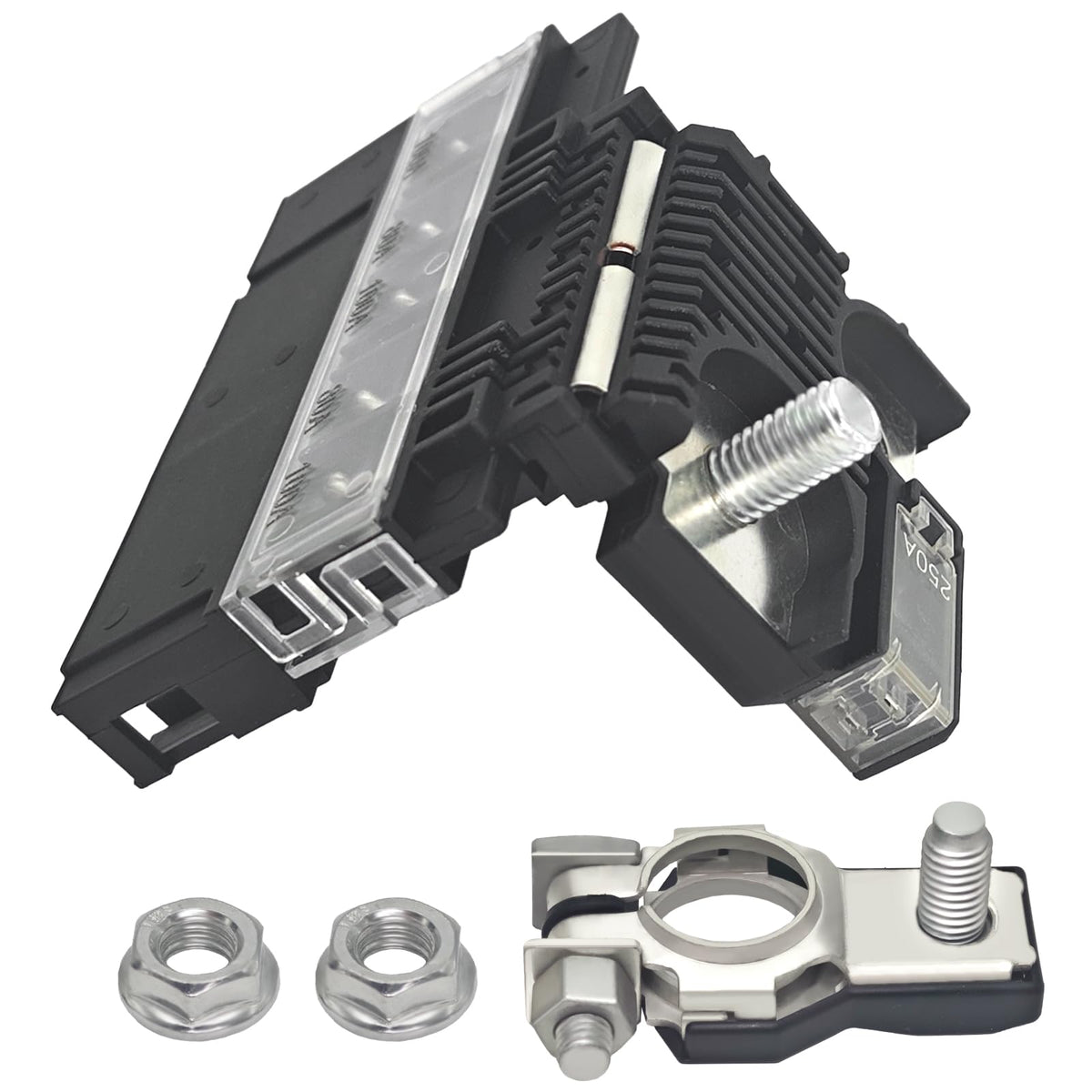 Formiden front view terminal assembly showing full fusible block and neat cabling benefit