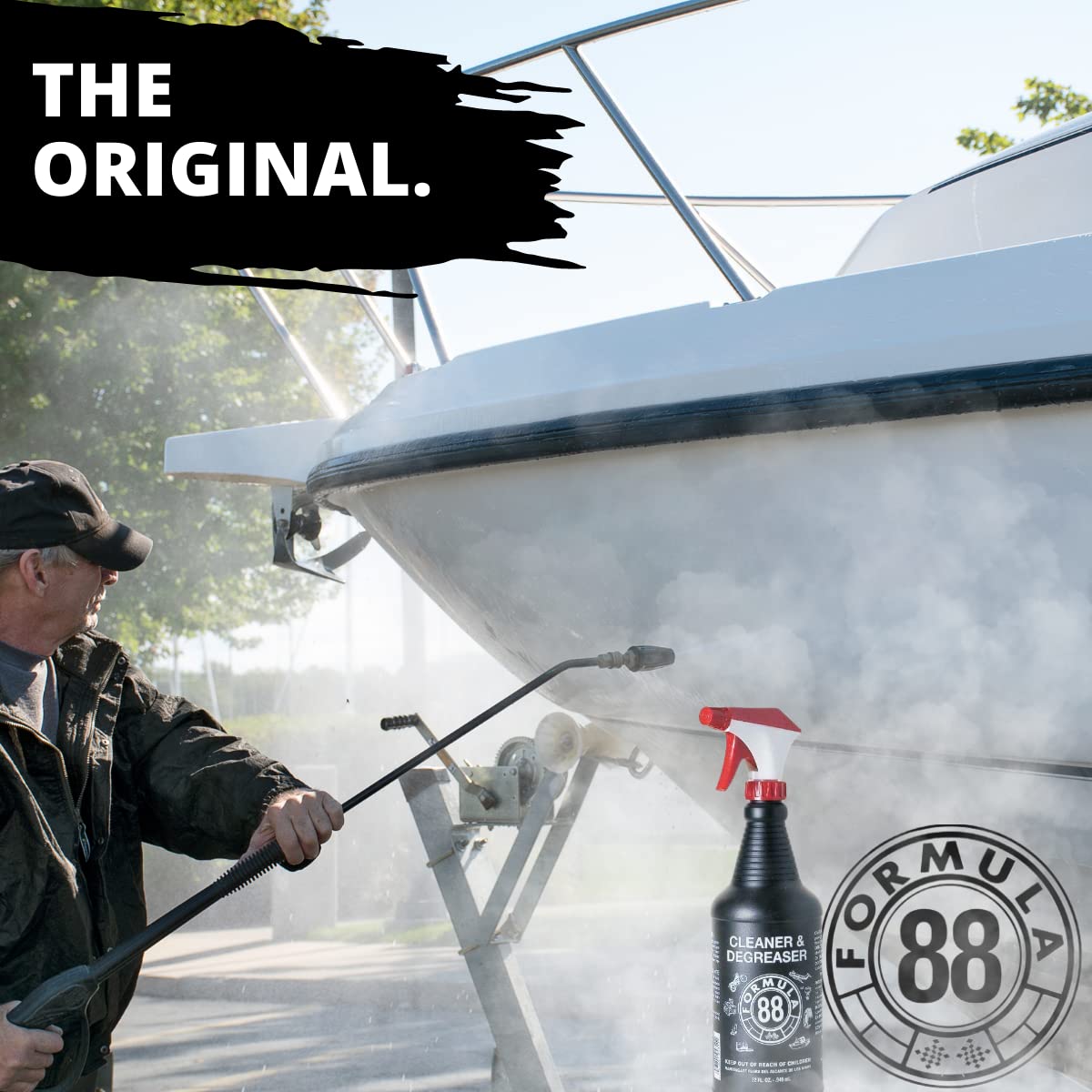 Formula 88 foaming texture close-up demonstrating grease cutting action and easy rinse