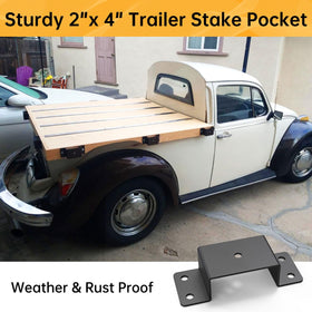 FOROIRON brackets installed on trailer adding removable side rails and tie-downs
