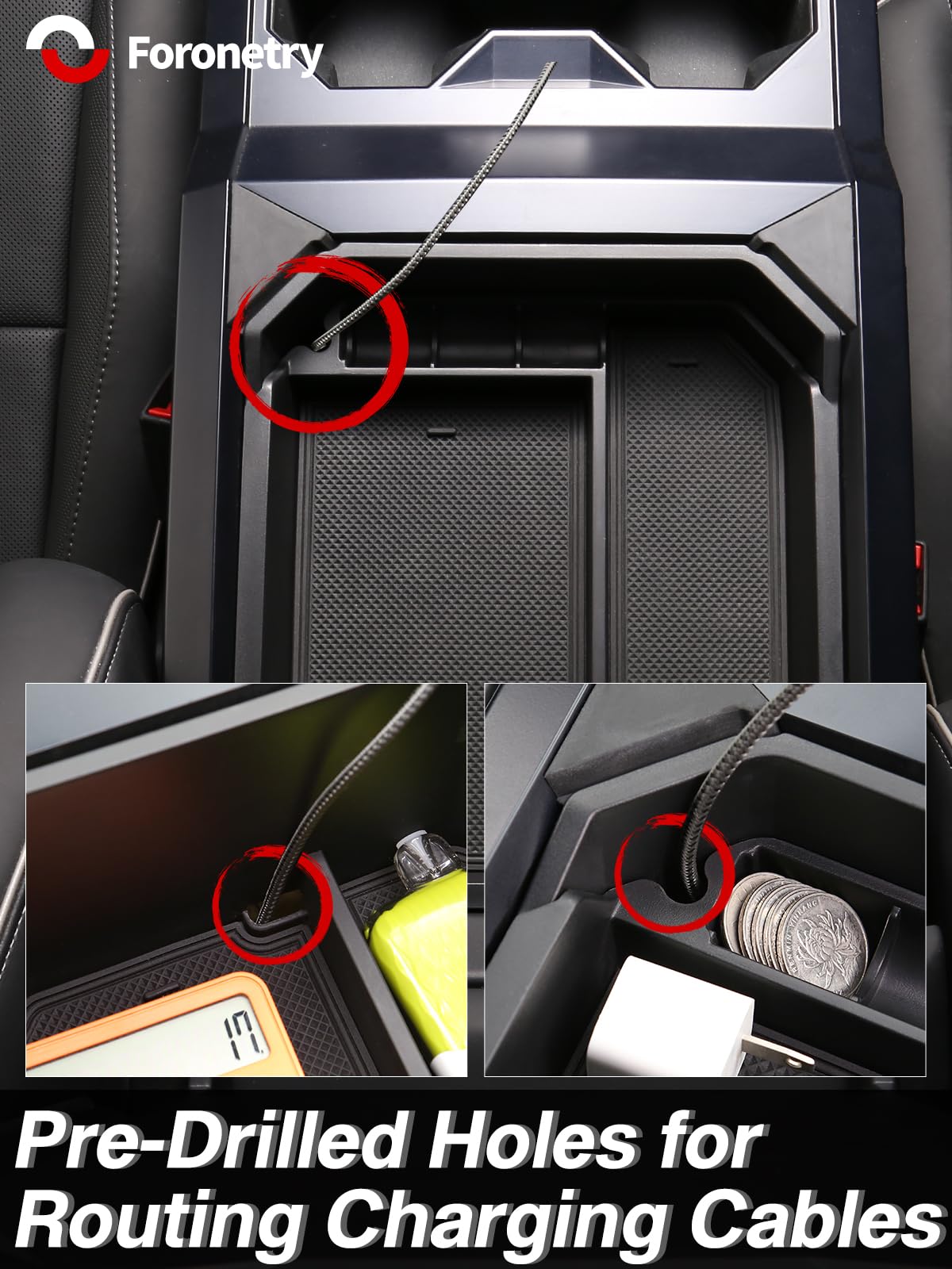 Foronetry charging-port cutout preserves access and cable routing benefit