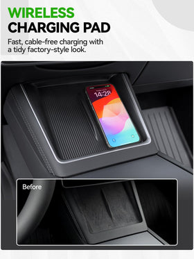 Foronetry lifestyle shot of Model 3 Highland interior showing clutter-free cabin