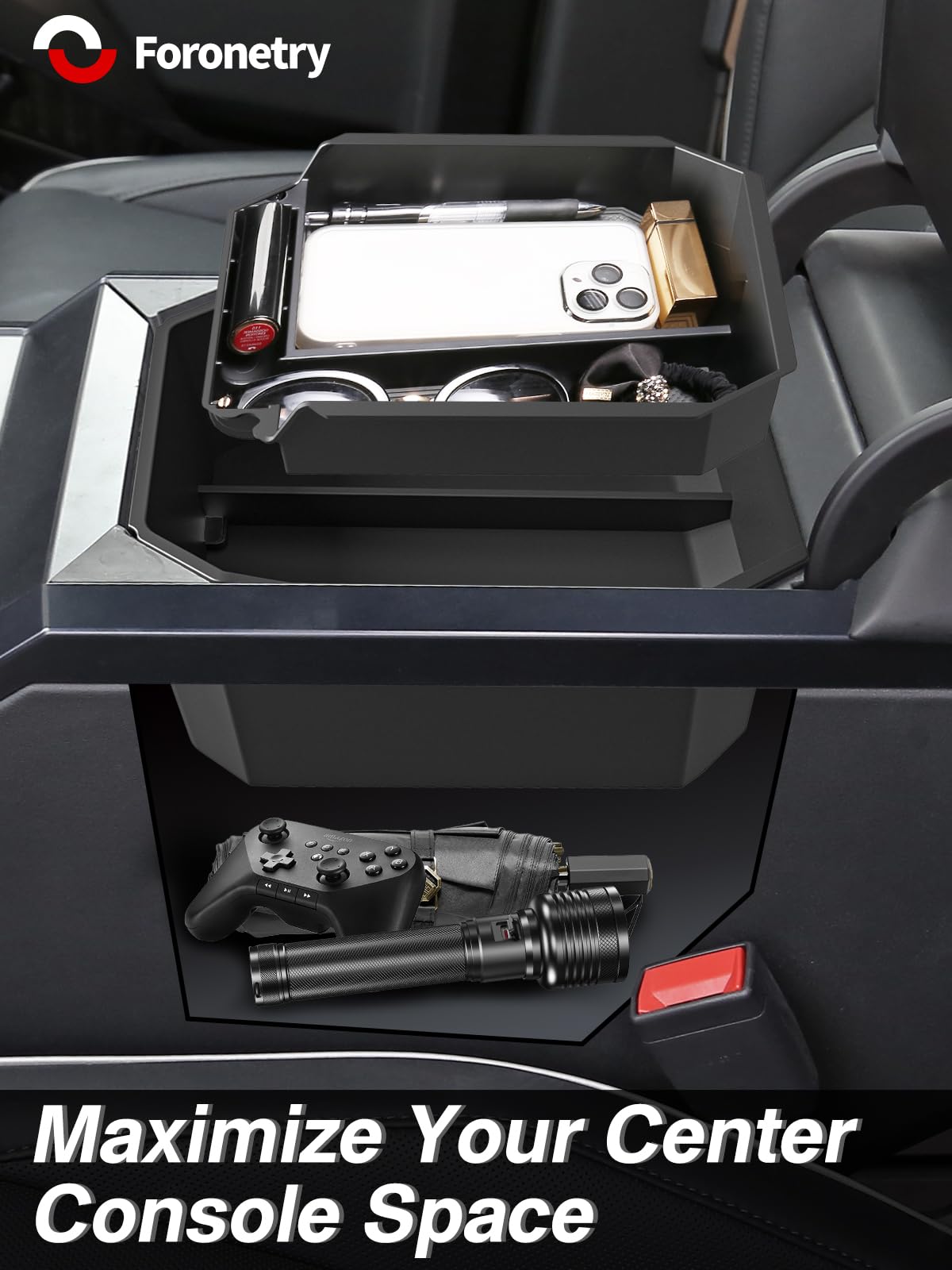 Foronetry lower layer open for larger items and neat storage benefit