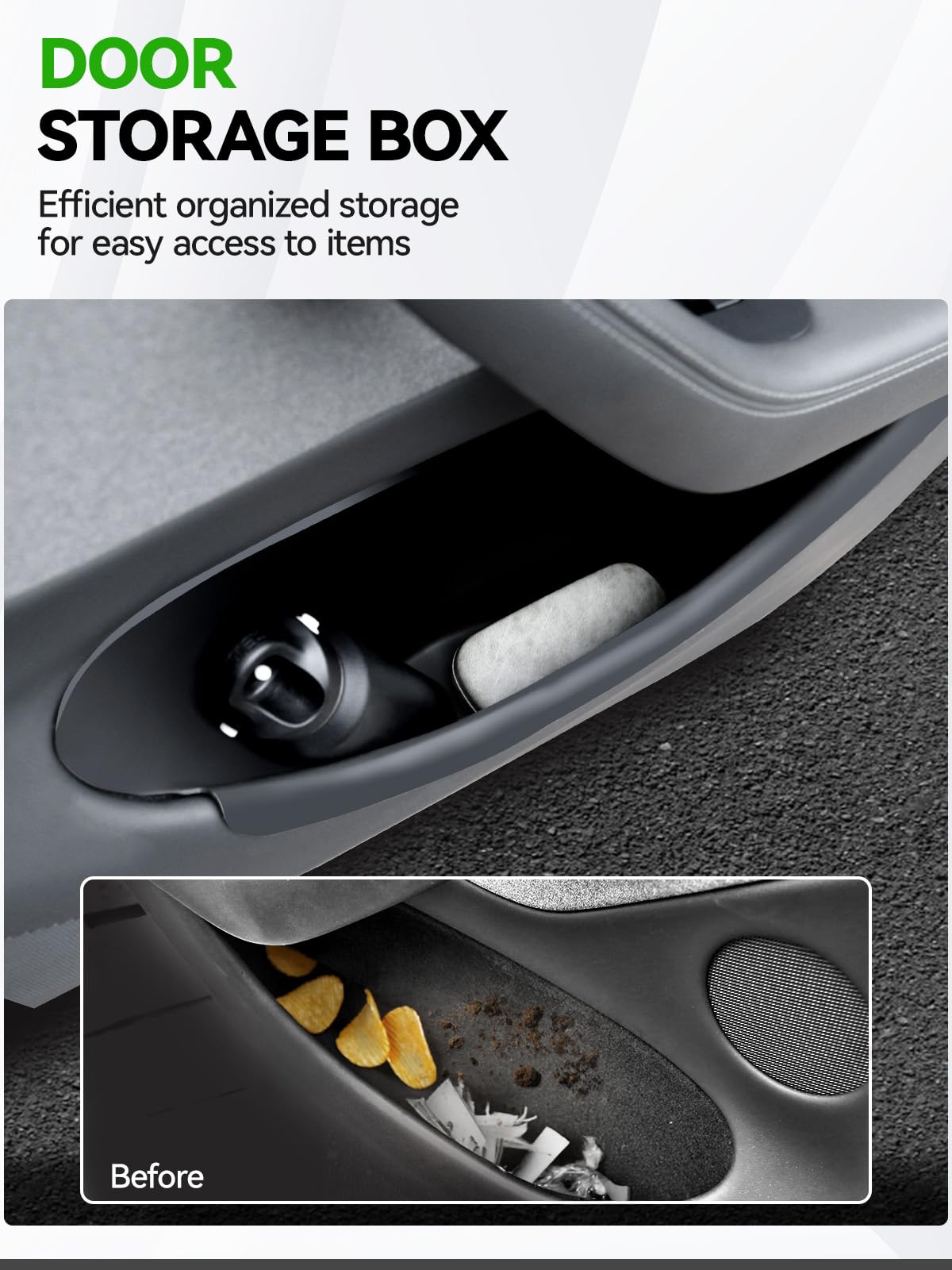 Foronetry rear door insert demonstrating rear compartment for organized storage