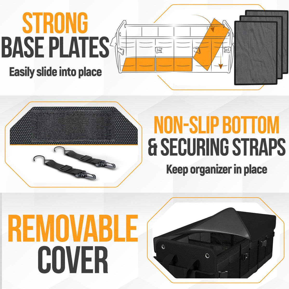 FORTEM collapsed flat for compact storage and easy transport between vehicles