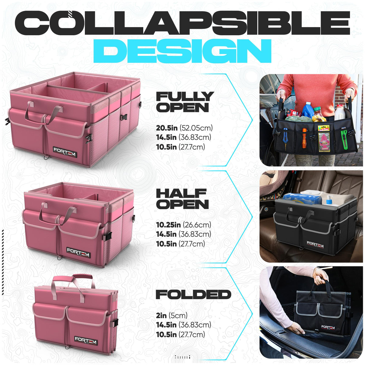 FORTEM collapsed flat for compact storage saving trunk and garage room