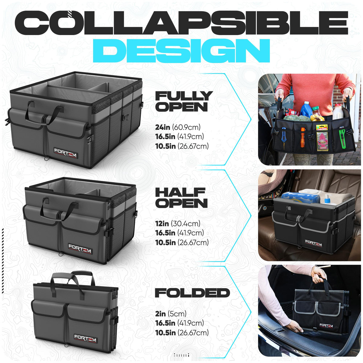 FORTEM two units connected with buckles showing expandable cargo capacity