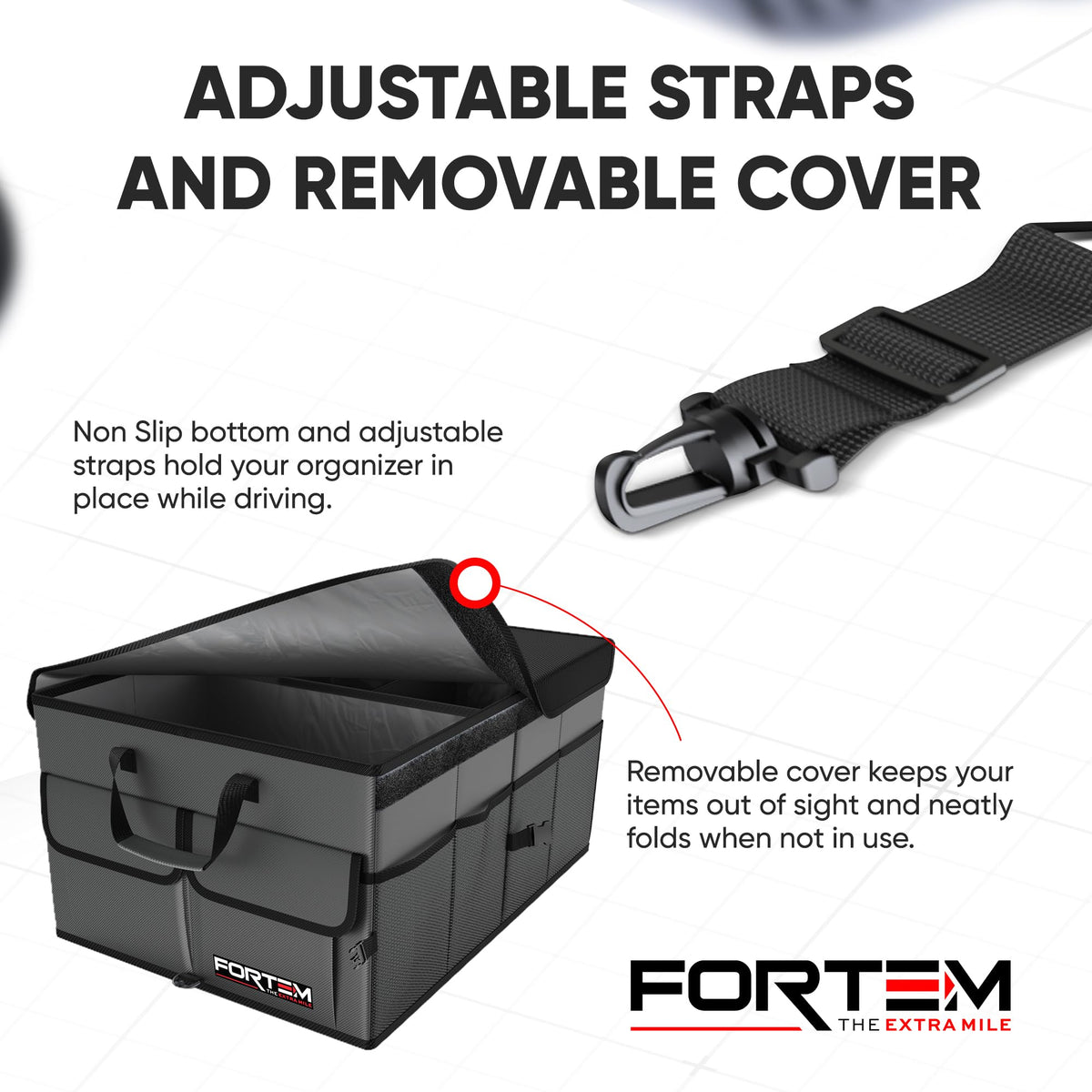 FORTEM folded flat demonstrating compact storage and space-saving benefit