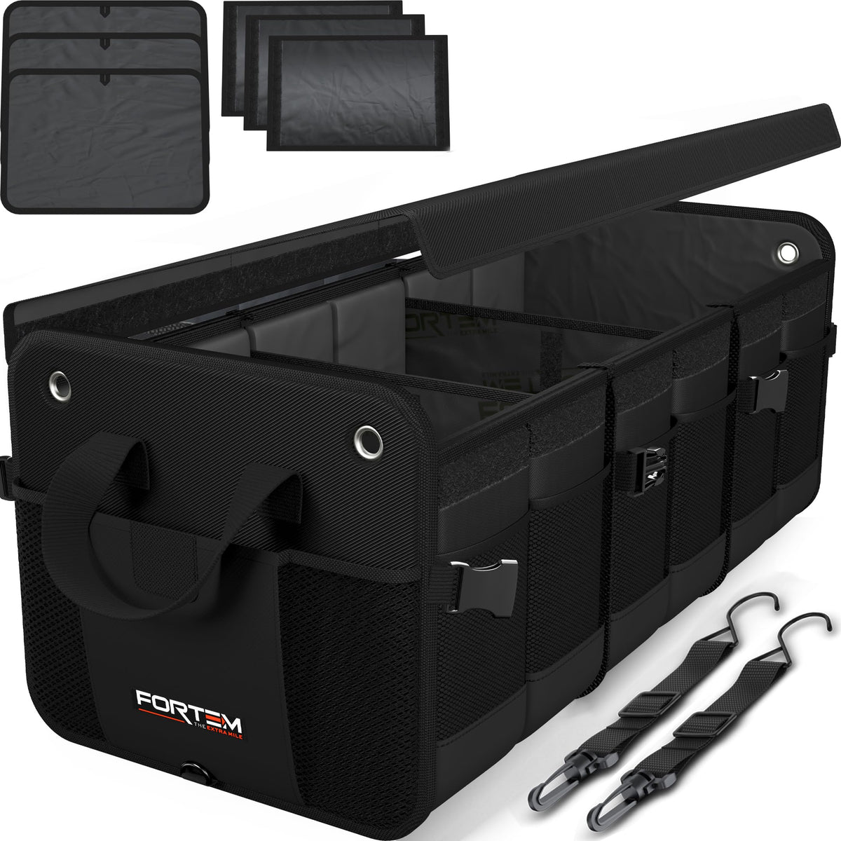 FORTEM front view of organizer showing compartments and sturdy design for tidy storage