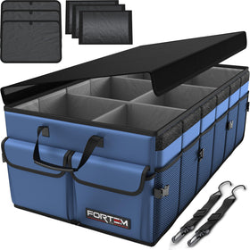 FORTEM front view of trunk organizer showing sturdy box design and compartments