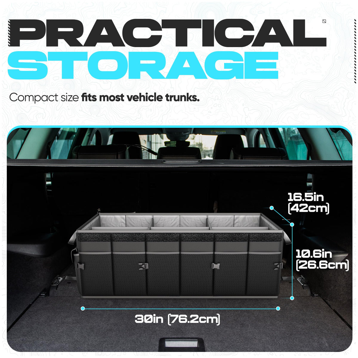 FORTEM trunk organizer in SUV keeping groceries and gear secure while driving