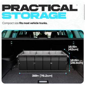 FORTEM trunk organizer in SUV keeping groceries and gear secure while driving