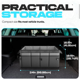 FORTEM placed in trunk illustrating non-slip straps keeping items secure