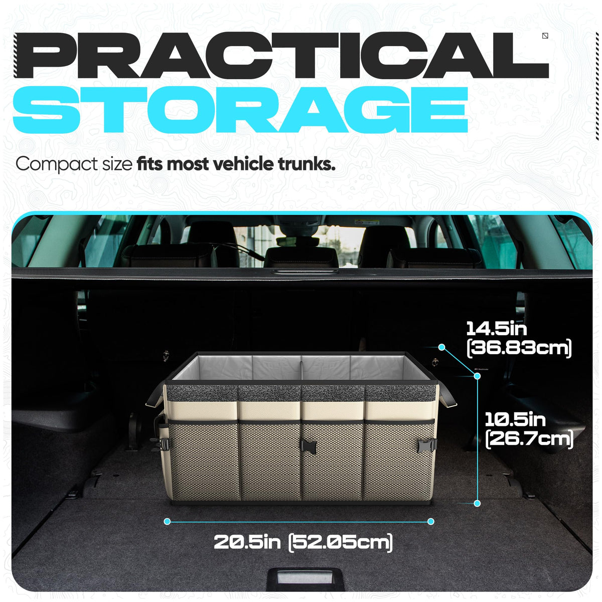 FORTEM placed in an SUV trunk showing stable anti-slip placement benefit