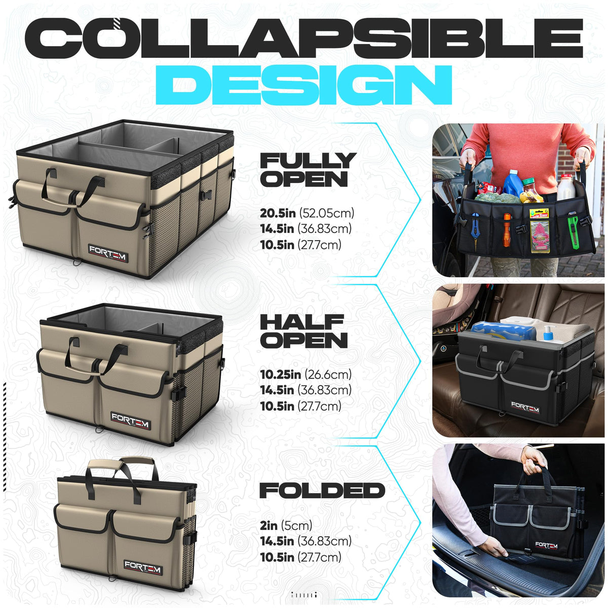FORTEM interlocking buckles connecting two organizers for modular expansion