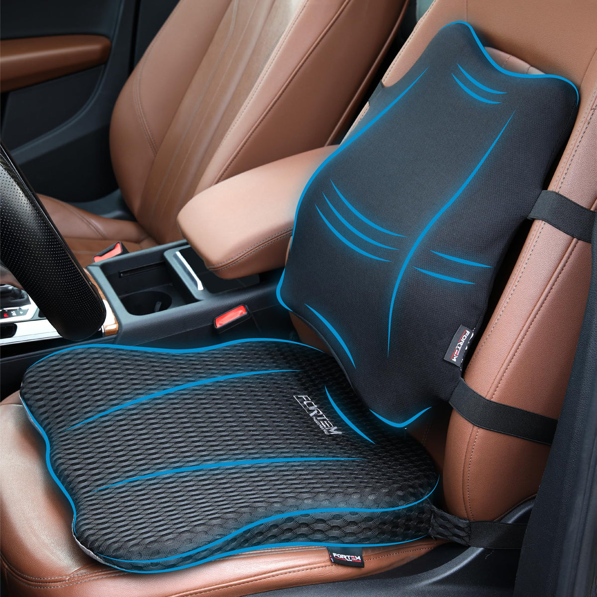 FORTEM seat cushion front view showing contour and improved comfort