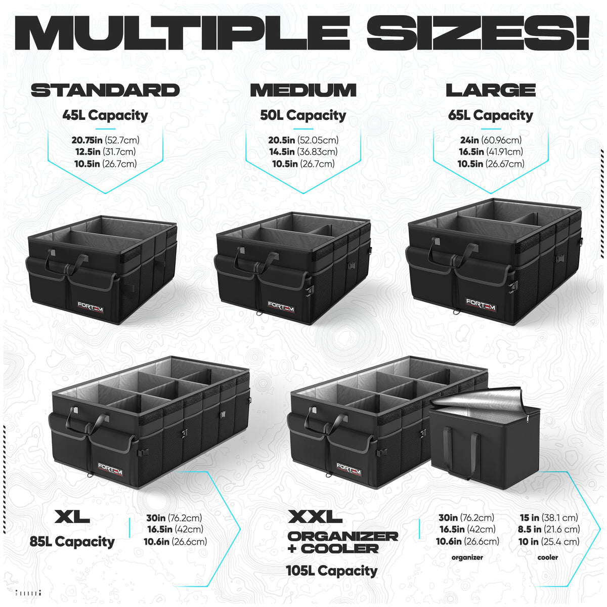 FORTEM side pocket detail with mesh and lids organizing small items efficiently