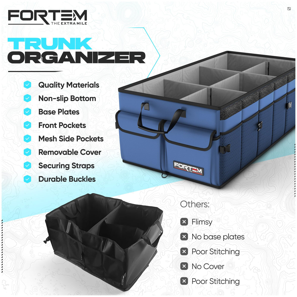 FORTEM size comparison in trunk showing scale and space-saving benefit