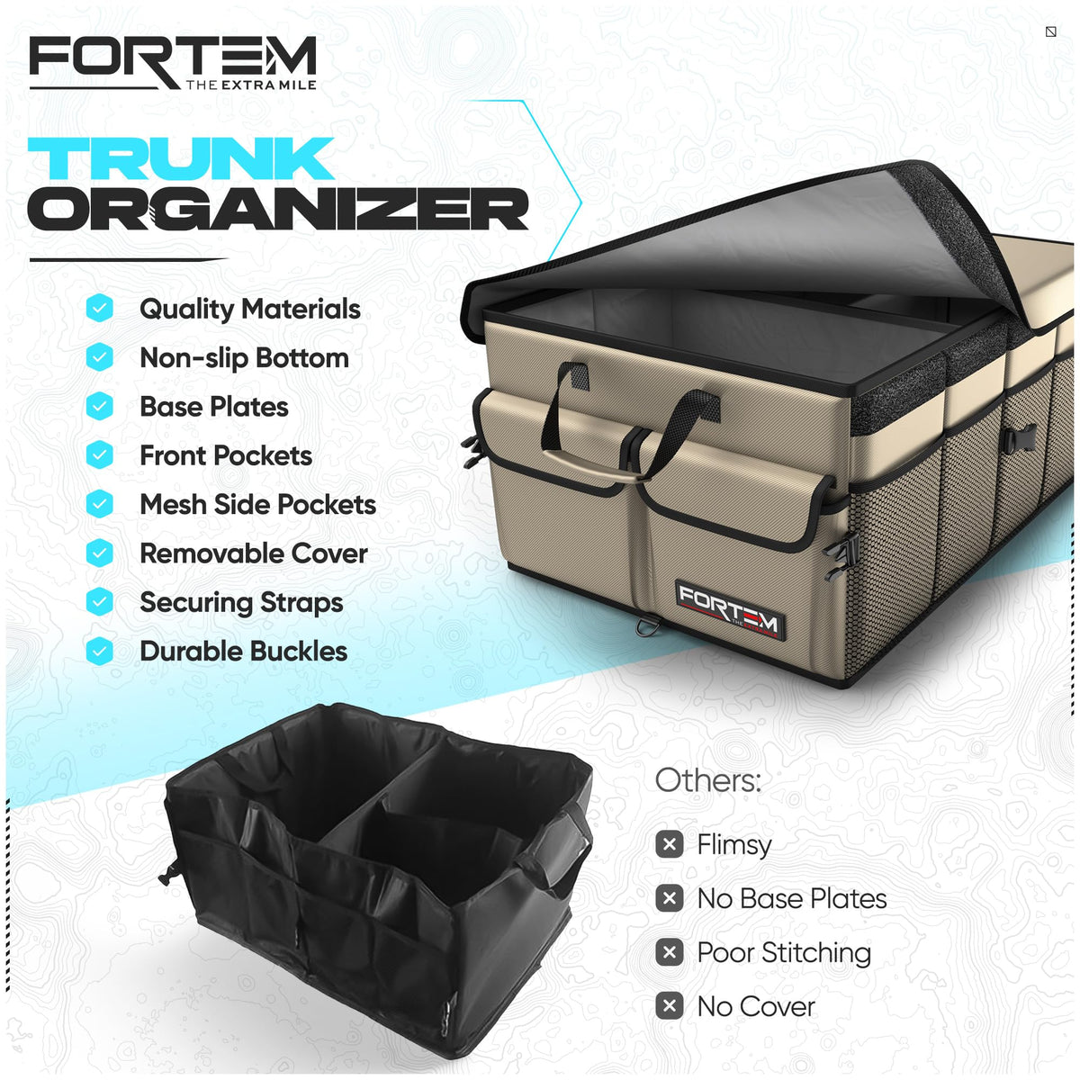 FORTEM in a weekend pickup scene organizing groceries and gear for convenience
