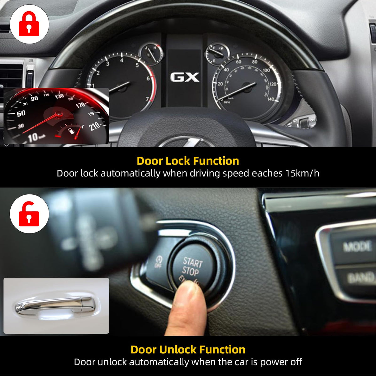 Side mirrors folded and unfolded by Forten Kingdom module illustrating protection benefit