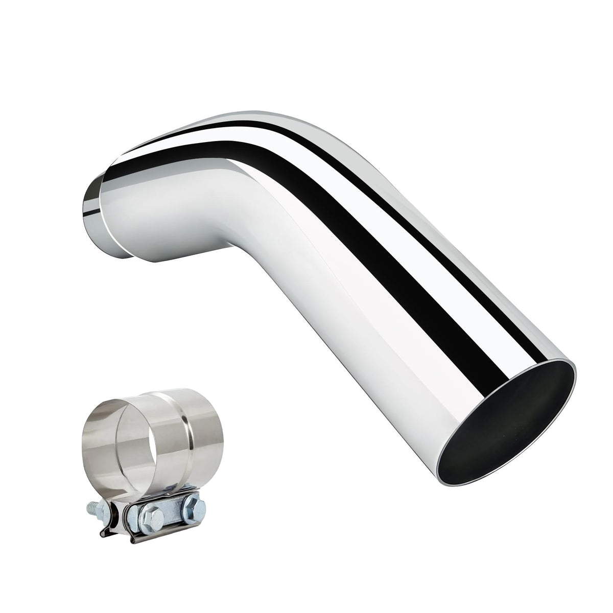 FortisArc front view of chrome elbow showing polished finish and fitment benefit